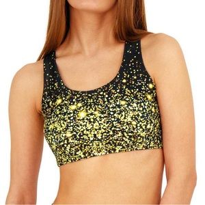 NWT Gold Black Sparkle Racerback Sports Bra